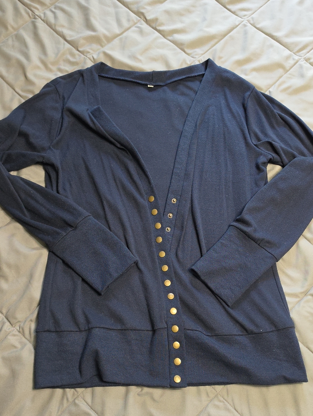 Women’s Navy Snap-Front Sweater Cardigan